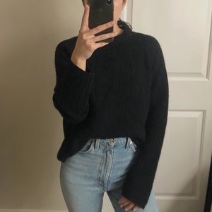 JENNI KAYNE Fisherman CASHMERE Sweater Black S